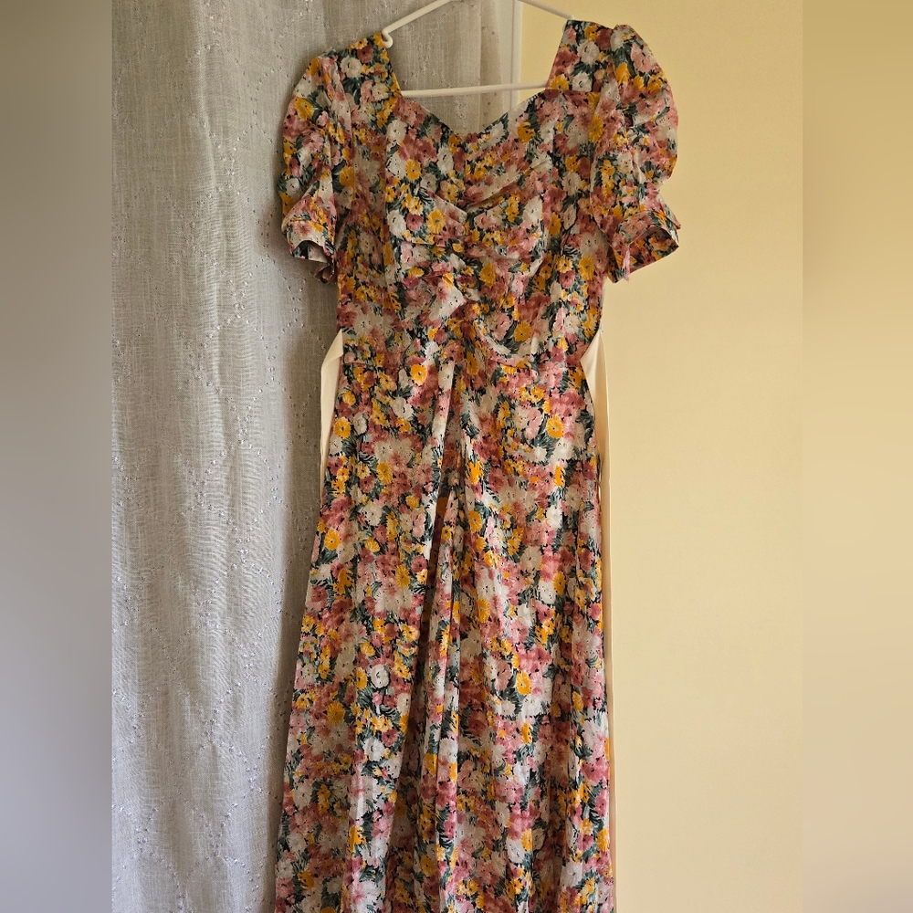 Yesstyle - Floral Midi Dress with Bow Detail